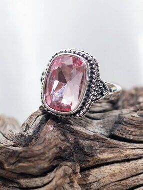 Sundance Viken Antiqued Silver Pink Stone Ring